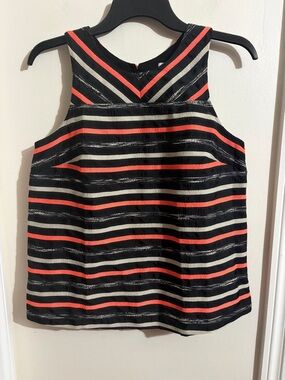 Anthropologie Striped Tank Top - Black, Cream & Coral